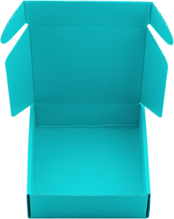 15 Pcs Teal Cardboard Boxes Shipping Boxes, Recyclable Colored Corrugated Cardboard Box Small Mailing Storage Gift Boxes for Shipping, Mailing, Gifts Packaging, 6x6x2" (Teal)