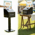 MOOFI Large Capacity Acrylic Suggestion Box with Lock, Sign Holder, Donation Stand, Offering/Ballot /Raffle Box on Stand with Wheels, 13.8 in Cube (39.6 in Tall) - Can Use With & Without Stand Black
