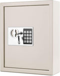 Flexzion Key Box Wall Mount With Code, Key Cabinet, Key Deposit Slot, 40 Key Holder Organizer Locker Case, Colored Key Tags Wall Mounted Lock Box For Keys Storage (Gray)