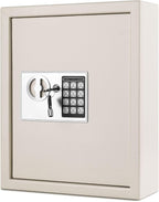 Flexzion Key Box Wall Mount With Code, Key Cabinet, Key Deposit Slot, 40 Key Holder Organizer Locker Case, Colored Key Tags Wall Mounted Lock Box For Keys Storage (Gray)