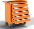 5-Drawer Metal Rolling Tool Chest with Wheels,Tool Storage Cabinet with Locking System，Toolbox with Wheels for Garage, Warehouse, Workshop, Repair Shop (Orange, 5Drawer)