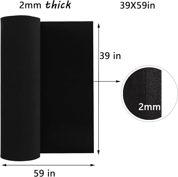 AMZQNART 2Pcs EVA Foam, Cosplay Foam Roll 2mm 39 x 59in (16sqft×2) Suitable for Large Foam Cosplay Modeling, DIY Projects, Crafts, Ultra High Density 90 kg/m3. Black