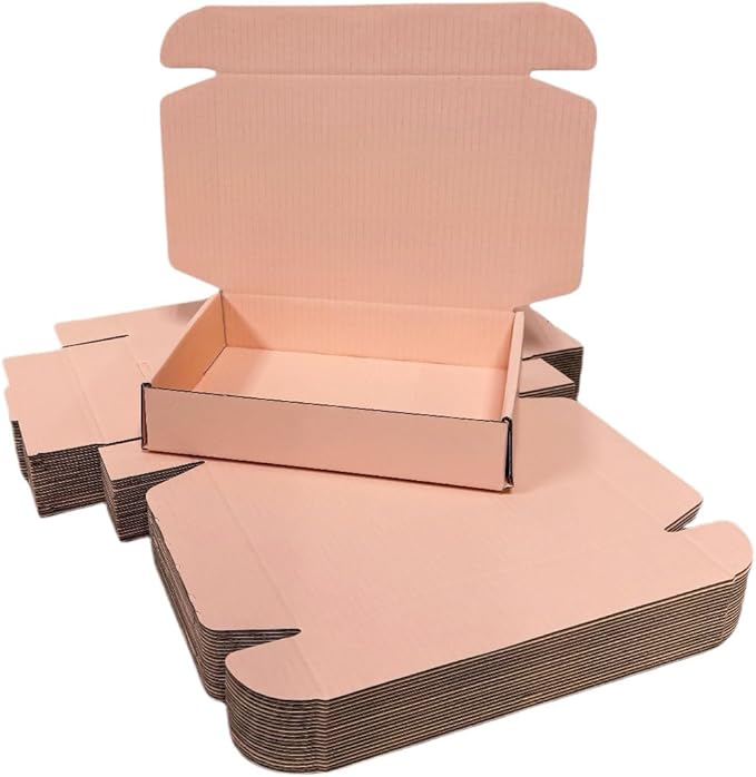 50 Pcs 11.8 x 8.5 x 2 inches Large Size Corrugated Cardboard Gift Boxes Recyclable Shipping Boxes for Packing Jewelry Ornament Gift Craft Packaging Supplier (Powder Pink, 11.8 x 8.5 x 2")