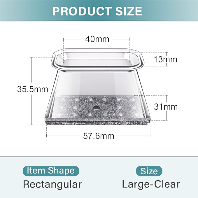 24 Pcs Chair Leg Floor Protectors Rectangle, Silicone Felt Furniture Leg Pads Caps Covers for Hardwood Floors (Fit Perimeter 5" to 5‑7/8")