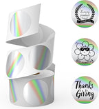 Classy Holographic Circle Thermal Sticker Labels, 2'' Printable Rainbow Round Thermal Labels, Self-Adhesive Thermal Label Stickers for Logo Design- 400 Labels/1 Roll