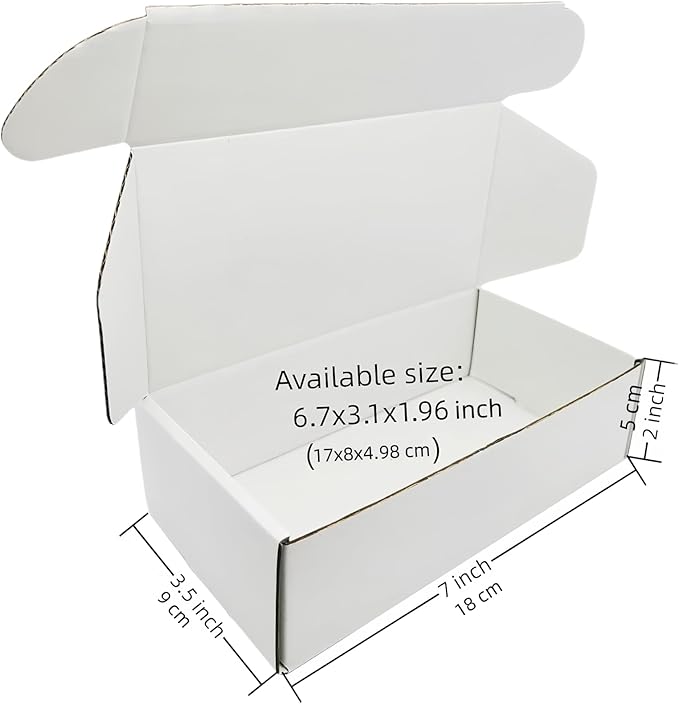 7x3.5x2 inch Small White Mailers Boxes Recyclable Corrugated Gift Box for Packaging Shipping Set of 10
