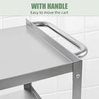 Hally Stainless Steel Utility Cart 3 Tier NSF Commercial Heavy Duty Metal Mobile Food Rolling Cart with Handle and Wheels for Kitchen, Restaurant, Hospital, Laboratory and Home, 31" L x 19" W x 34" H