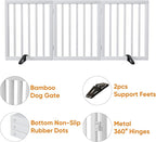 White 18-55" Wide Pet Gate, Bamboo Dog Gate for Stair, Foldable Dog Gates for Doorways House, Freestanding Pet Gates 24inches Tall, Doogie Puppy Gate Fences Indoor