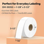 Compatible DYMO 30252 (1-1/8" x 3-1/2") Direct Thermal Address Labels, Replacement for DYMO LabelWriter 450, 4XL, Rollo, Zebra Printers – NOT for 550 & 5XL (24 Rolls / 8400 Labels), TRSTGIX