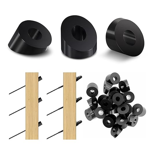 Helffer T316 1/4" 30 Degree Angle Beveled Washer for Metal Post Aluminum Deck Railing, Cable Railing Post, Marine Grade Titanium Plated Stainless Steel, 6.6mm Aperture, 20 Pack
