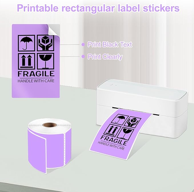 3 X 5 Inch Printable Waterproof Rectangle Color Coding Labels, 300 Per Roll Adhesive Color Coding Stickers for Bar-Codes, Address, Small Business Labeling, Inventory (Light Purple)