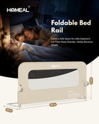 HOMEAL Bed Rail for Toddlers with U-Shape Base - 47"x24" Foldable Baby Bed Rail Guard for King Queen Full Twin Size Bed, Beige, 1 Pack
