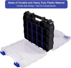 Small Parts Organizer Box Storage Case Tools Box Organizer Double Side 34 Compartments Hardware Organizers with Removable Plastic Dividers for Screws Nuts Nails Bolts, 2 Pack