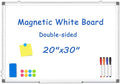 Double-Sided White Board Dry Erase, 20" x 30" Dry Erase Board for Wall with Silver Aluminium Frame, Magnetic Whiteboard for Office, Home, School, Kitchen