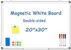 Double-Sided White Board Dry Erase, 20" x 30" Dry Erase Board for Wall with Silver Aluminium Frame, Magnetic Whiteboard for Office, Home, School, Kitchen