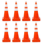 BATTIFE 24 Pack Traffic Safety Cones 28 Inches with Reflective Collars, PVC Orange Construction Cone for Traffic Control, Driveway Road Parking