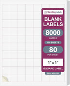 NextDayLabels – 1" x 1" Square Sticker Labels for Printer - White Laser/Inkjet Printer Labels Return Address Labels Shipping Label Stickers (100 Sheets, 80 Per Sheet, 8000 Labels)