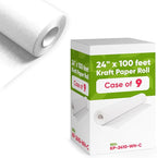 24" x 1200" (100 ft) White Kraft Paper (Case of 9 Rolls), 45 lbs Thickness, Made in USA Kraft Paper for School, Arts & Crafts, Gift Wrapping, Packing for Moving