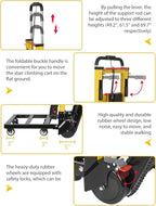 Electric Stair Climbing Dolly, 400lb Max Load Heavy Duty, Powered Stair Climber Dolly Cart with 6 Wheels Motor Powered for Furniture Logistics Warehouse, Black & Yellow, 130W