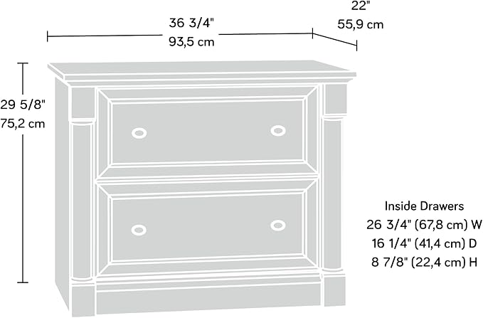 Sauder Palladia File Cabinet with 2 Drawers, Safety Mechanism, Lateral File Cabinet - Select Cherry Finish