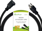 12 Gauge Indoor Heavy Duty Black Extension Cord 3 FT, 12 AWG SJTW Electrical Cable, Weather-Resistant Power Cord, Great for Gardenfor, Offices and Lawns