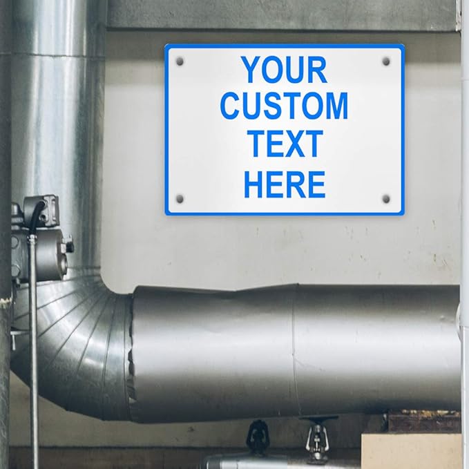 Aluminum Weatherproof Metal Sign Multiple Sizes Custom Personalized Text Here White Blue Notice Travel Horizontal Street Signs 10x7Inches