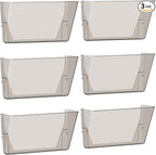Clear Acrylic Single Pocket, Plastic Hanging Wall Mount File Holder for Office Home (Gray, 6 Pack)