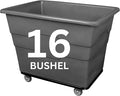 Commercial 16 Bushel Utility Cart with Steel Base, Poly Box Basket Truck, Laundry Cart, and Rolling Trash Bin, 47-Inch x 34.75-Inch x 35.5-Inch, 1000 Pound Weight Capacity, Gray