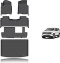 KELCSEECS® Floor Mats & Cargo Liner Custom for 2021-2026 Chevy/Chevrolet Suburban & GMC Yukon XL 8 Seats Bench Seats All Weather Protection TPE Floor Liners Full Set Chevy Suburban Accessories Black