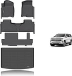 KELCSEECS® Floor Mats & Cargo Liner Custom for 2021-2026 Chevy/Chevrolet Suburban & GMC Yukon XL 8 Seats Bench Seats All Weather Protection TPE Floor Liners Full Set Chevy Suburban Accessories Black