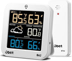 OBET Indoor Outdoor Thermometer Wireless Weather Station Temperature and Humidity Monitor Remote Thermometer Wireless Outdoor White