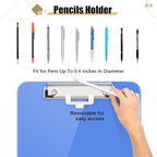Hongri Plastic Clipboard with Pen Holder, Blue 8.5x11 Letter Size Clip Board for Classroom, Office, Students, Nurses and Women, Low Profile Clip, Size 12.5 x 9 in(Pack of 2)
