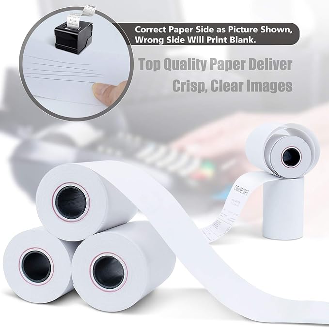 Azure Zone, Thermal Paper Rolls 2-1/4 X 50ft, 100 Rolls, Fits Most POS Machines and Cash Registers, Great for Businesses and Sales