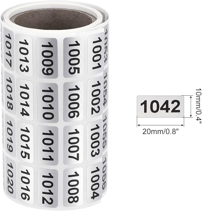 MECCANIXITY 1001 to 2000 Consecutive Number Stickers Inventory Label Black Numbers for Office Warehouse Numbering Classification