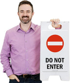 SmartSign 25 x 12 inch “Do Not Enter” Two-Sided Folding Floor Sign, Digitally Printed Plastic, Red, Black & White