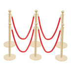 6-Piece Gold Stanchion Posts, Stanchions with Red Velvet Ropes Set & Ball Head with 4 Universal Holes, Stainless Steel Gold Stanchions for Party, Museums, Wedding, Easy Connect Assembly