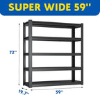 72''H Garage Shelving Heavy Duty,3000LBS Storage Shelves,5-Tier Adjustable Metal Shelve Storage Shelf Rack, Industrial Shelving Unit for Garage, arehouse,Basement (59" W x 19.7" D x 72" H) 3PC