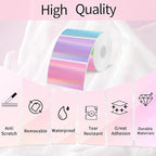 3x2 Inch Holographic Thermal Labels, Colorful Direct Thermal Stickers Label, Self-Adhesive Thermals Printer Sticker Labels, Perforation Line Design- 200Pcs/ 1 Roll