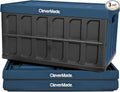 CleverMade Collapsible Storage Bins with Lids - Ocean 3 Pack 46L - Plastic Containers Stackable Organization Crates Home Closet Space-Saving Durable