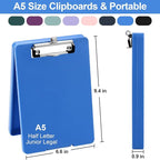 Small Clipboard with Storage, A5 Clipboards with Pen Holder, Half Letter Clip Boards 6x9 Mini Plastic Clipboard with Low Profile Clip for Classroom, School, Office Supplies (Blue)