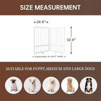 2 Panels Full Metal Freestanding Dog Gates, 40” W x 32” H Folding Pet Gate Fence with Support Feet for Indoor,Stairs, Hallways and Doorways(White)