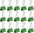 JAM PAPER Colorful Binder Clips - Medium - 1 1/4 Inch (32 mm) - Green Binderclips - 15/Pack