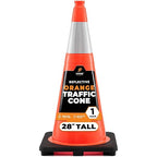 Xpose Safety 28 Inch Orange Traffic Cones with 6" Collar - 1 Pack Multipurpose PVC Plastic Safety Cone for Parking, Soccer, Caution, Kids and Construction - DOT Approved