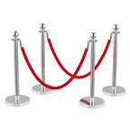 4Pcs Stainless Steel Stanchion Posts with 5ft Red Velvet Ropes - Crowd Control Barriers & Queue Line Kit with 26ft Red Carpet for Wedding, Party, Theater Supplies