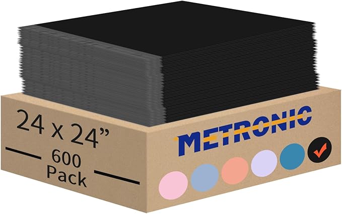 METRONIC Large Poly Mailers 24x24" 600PC Black, Strong Adhensive Shipping Bags for Clothing, Waterproof Packaging Bags, Bulk Shipping Envelopes for Small Business, Mailers Poly Bags Mailing Envelope