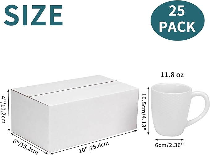 Calenzana 10x6x4 Shipping Boxes Set of 25, White Corrugated Cardboard Box for Mailing Small Business Packing Gifts