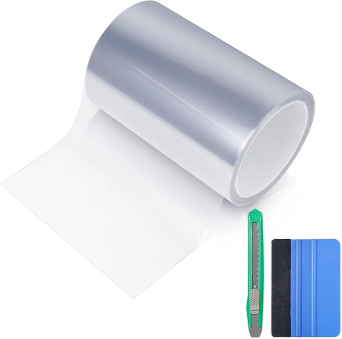 Lypumso Clear Vinyl Wrap Tape, Universal Car Door Edge Guard Door Sill Protector, Transparent Paint Protection Film for Most Cars Rearview Mirror Handle Bumper Window Stair (6inch x 30ft)