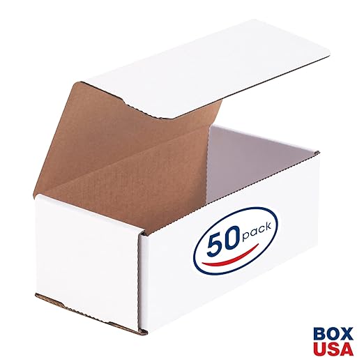 Box USA BM843 8"L x 4"W x 3"H, White (Pack of 50)