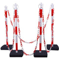 4Pack 35" Traffic Delineator Post Cone with 11" Base, Crowd Control Stands Barrier with 20ft Chains, Expandable Traffic Safety Barriers for Parking Lot, Road, Construction Caution (Red & White)