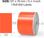 500 Pcs Large Moving Labels for Boxes 3 ×5 Inch Vinyl Self Adhesive Rectangle Stickers Color Coding Labels Waterproof Removable for Storage Bins Classroom Office Warehouse, Fluorescent Red